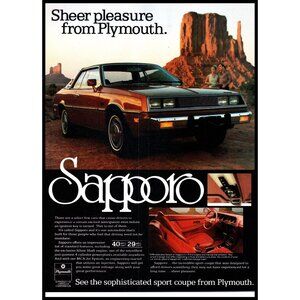 1979 Plymouth Sapporo Sport Coupe Vintage Print Ad Badlands Rocks Wall Art 70s